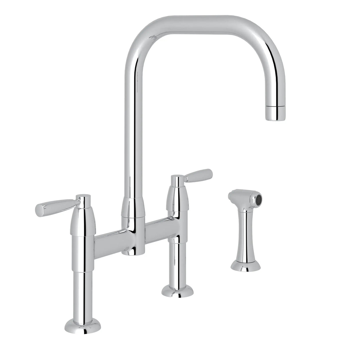 Perrin & Rowe Holborn Bridge Kitchen Faucet With U-Spout And Side Spray U.4279 - Polished Chrome