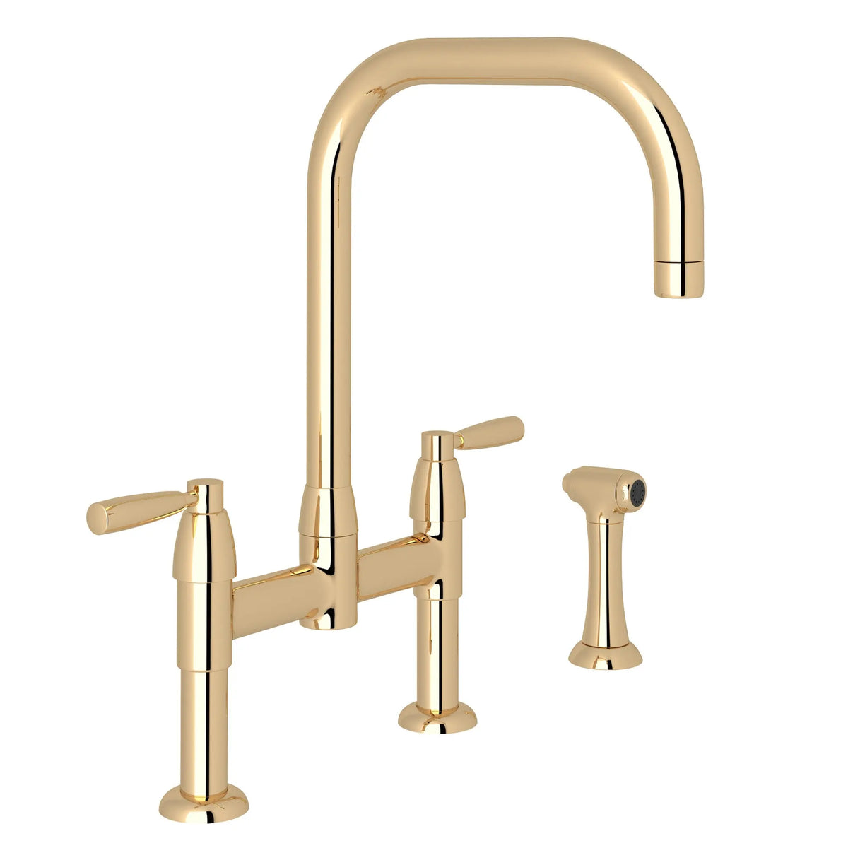 Perrin & Rowe Holborn Bridge Kitchen Faucet With U-Spout And Side Spray U.4279 - English Gold