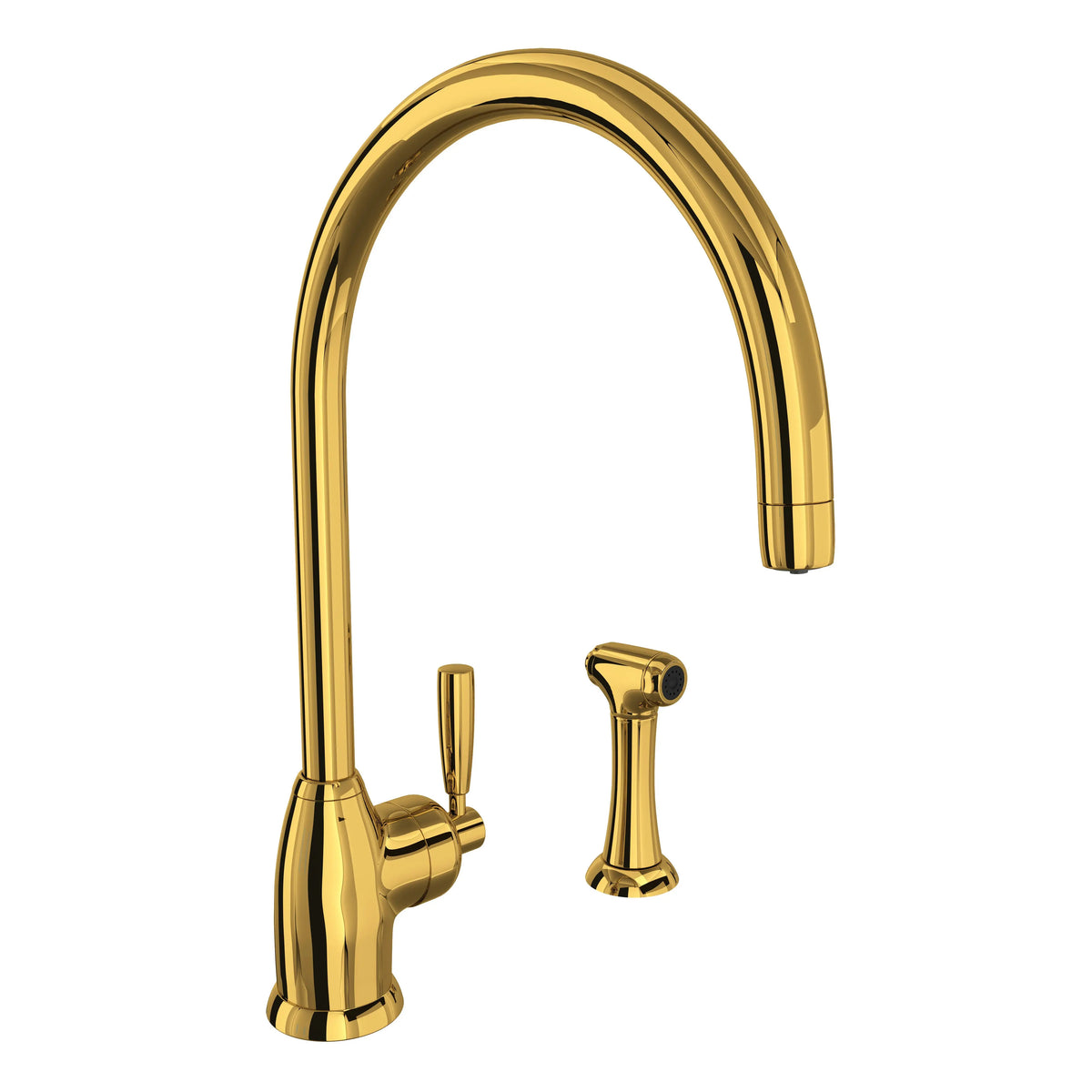 Perrin & Rowe Holborn Kitchen Faucet With Side Spray U.4846 - Unlacquered Brass