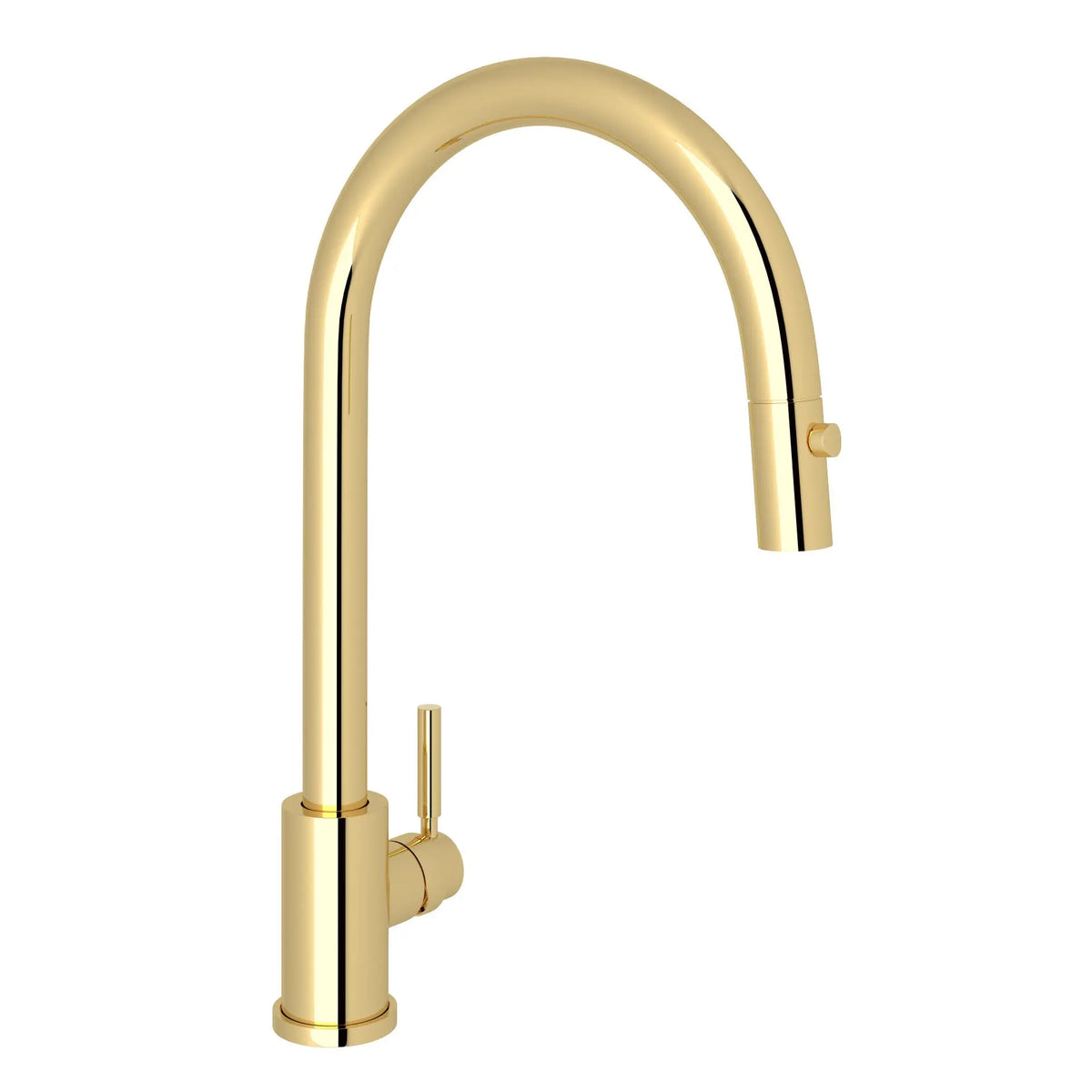 Perrin & Rowe Holborn Pull-Down Kitchen Faucet With C-Spout U.4044 - Unlacquered Brass