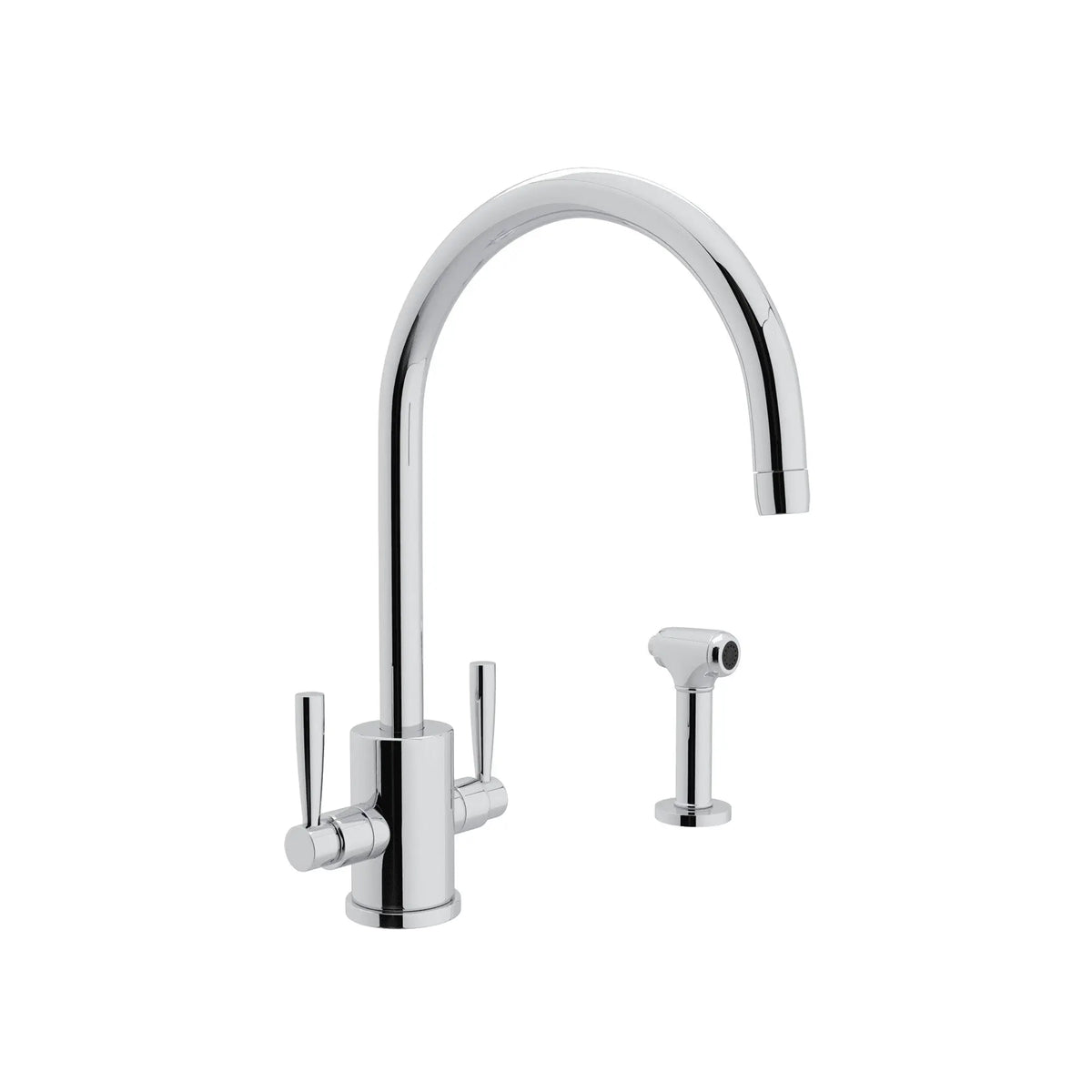 Perrin & Rowe Holborn Two Handle Kitchen Faucet With Side Spray U.4312 - Polished Chrome