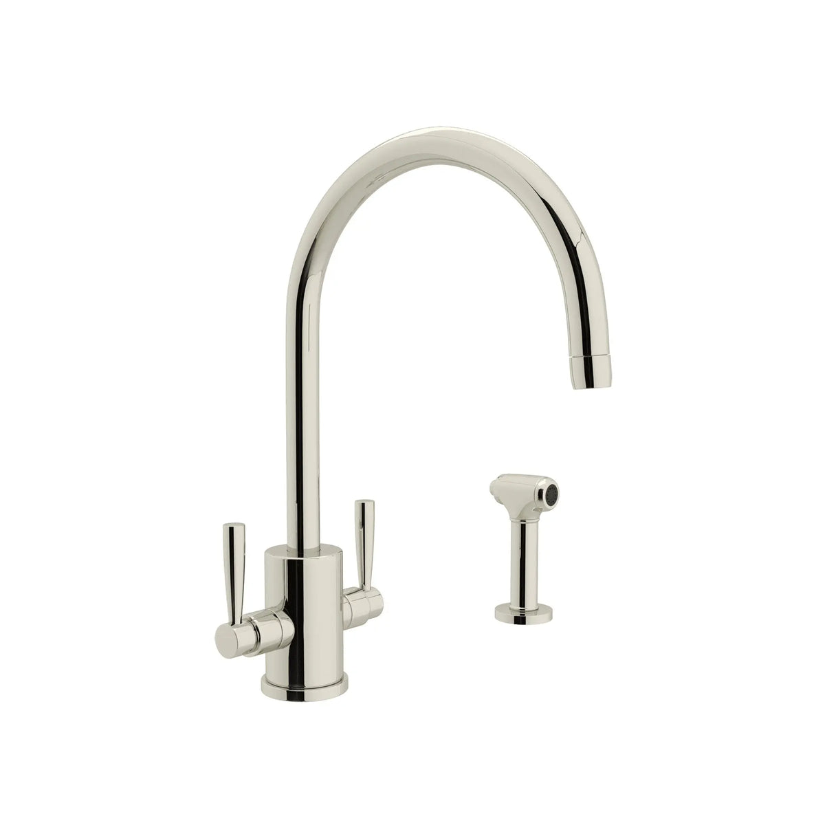 Perrin & Rowe Holborn Two Handle Kitchen Faucet With Side Spray U.4312 - Polished Nickel