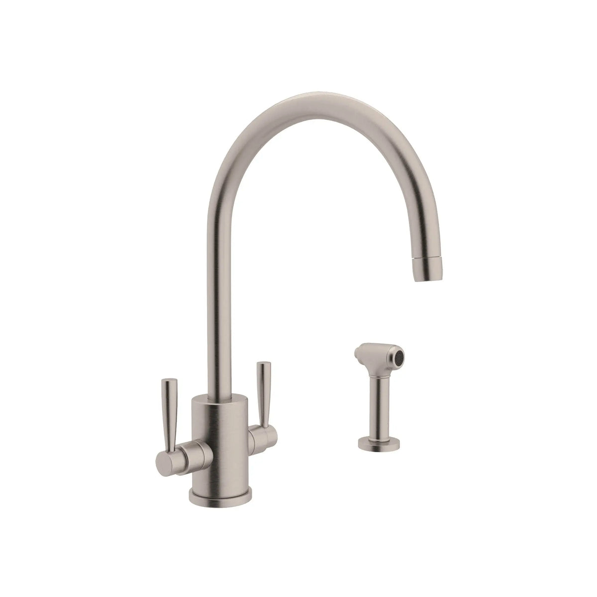 Perrin & Rowe Holborn Two Handle Kitchen Faucet With Side Spray U.4312 - Satin Nickel