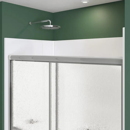 Polar 54-59 ½ in. x 68 in. Bypass Shower Door for Alcove Installation with Raindrop glass in Chrome - Plumbing Market