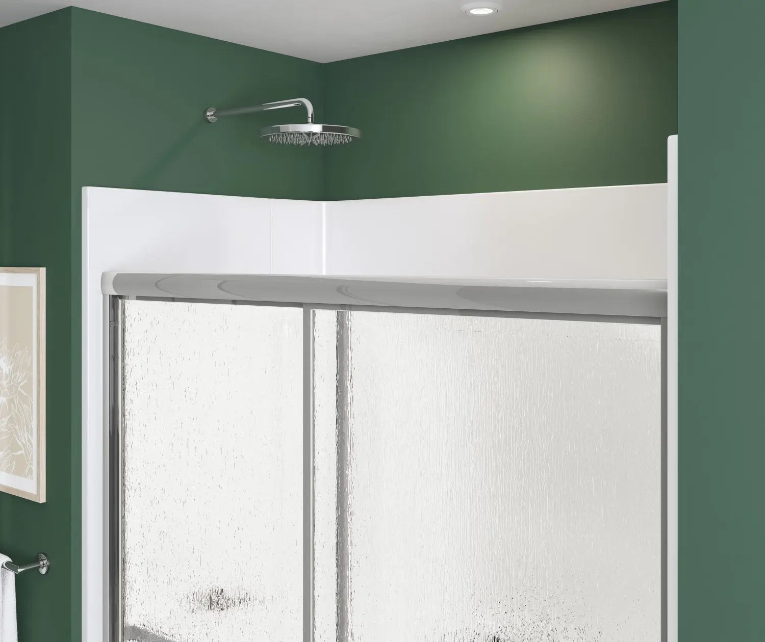 Polar 54-59 ½ in. x 68 in. Bypass Shower Door for Alcove Installation with Raindrop glass in Chrome - Plumbing Market