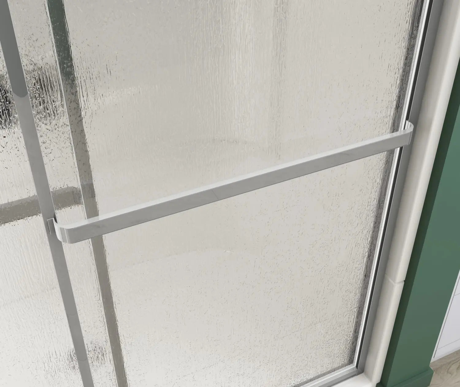 Polar 54-59 ½ in. x 68 in. Bypass Shower Door for Alcove Installation with Raindrop glass in Chrome - Plumbing Market