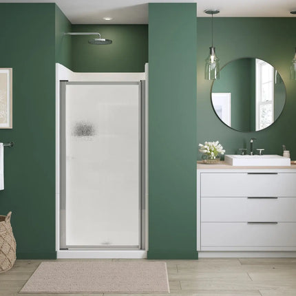 Polar Pivot 33-34 ¾ in. x 64 ½ in. Pivot Shower Door for Alcove Installation with Raindrop glass in Chrome - Plumbing Market