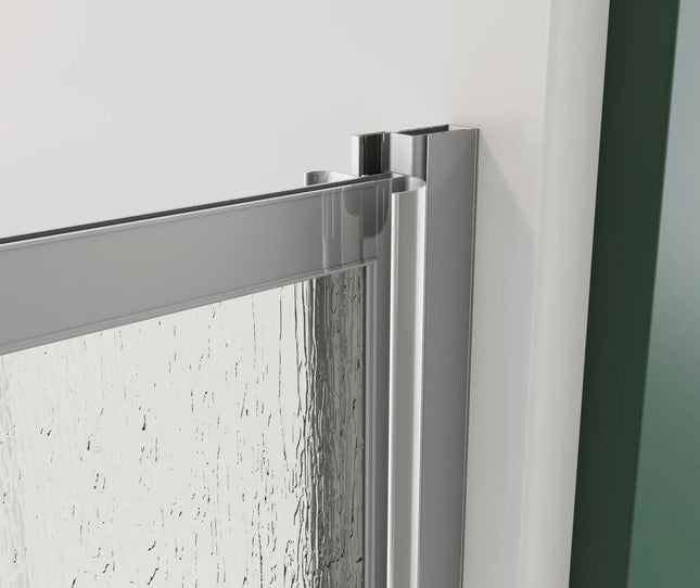 Polar Pivot 33-34 ¾ in. x 64 ½ in. Pivot Shower Door for Alcove Installation with Raindrop glass in Chrome - Plumbing Market
