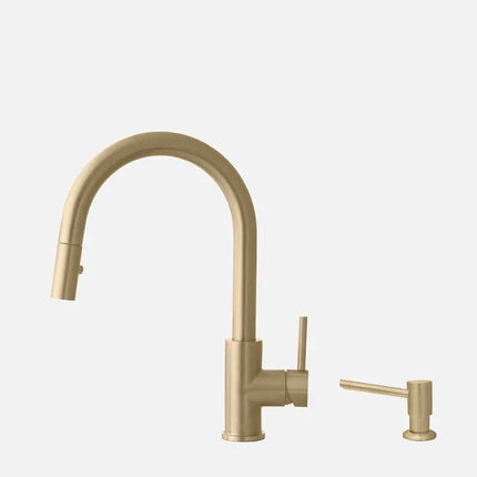 Pull Down Kitchen Faucet + Soap Dispenser - Brushed Gold Finish by Stylish® K131GS01G - Plumbing Market