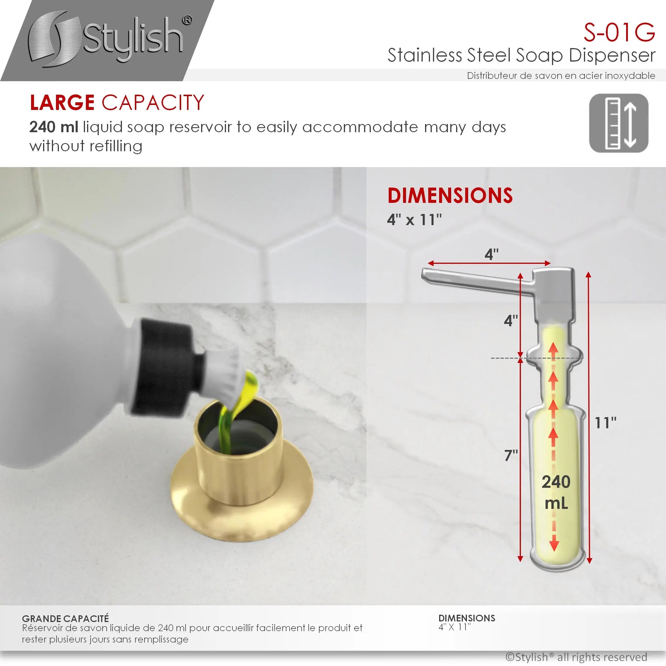 Pull Down Kitchen Faucet + Soap Dispenser - Brushed Gold Finish by Stylish® K131GS01G - Plumbing Market