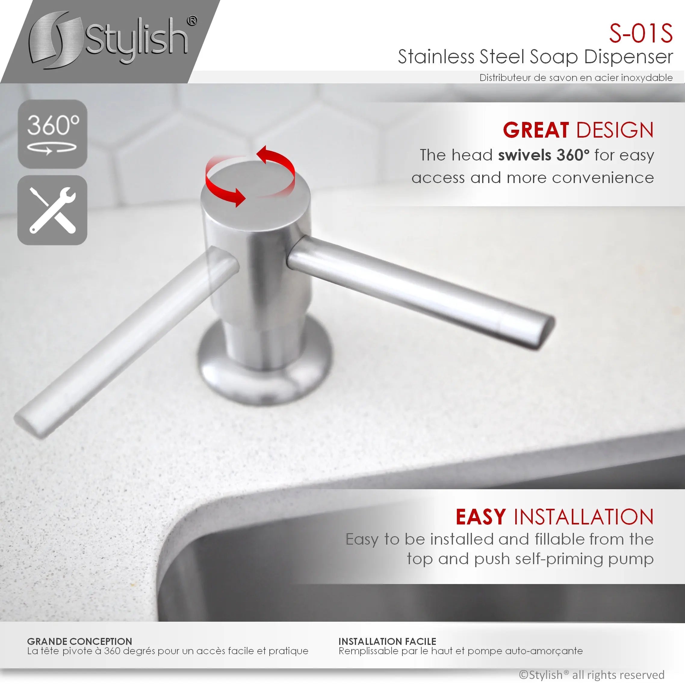 Pull Down Kitchen Faucet + Soap Dispenser - Brushed Stainless Steel Finish by Stylish® K131SS01S - Plumbing Market