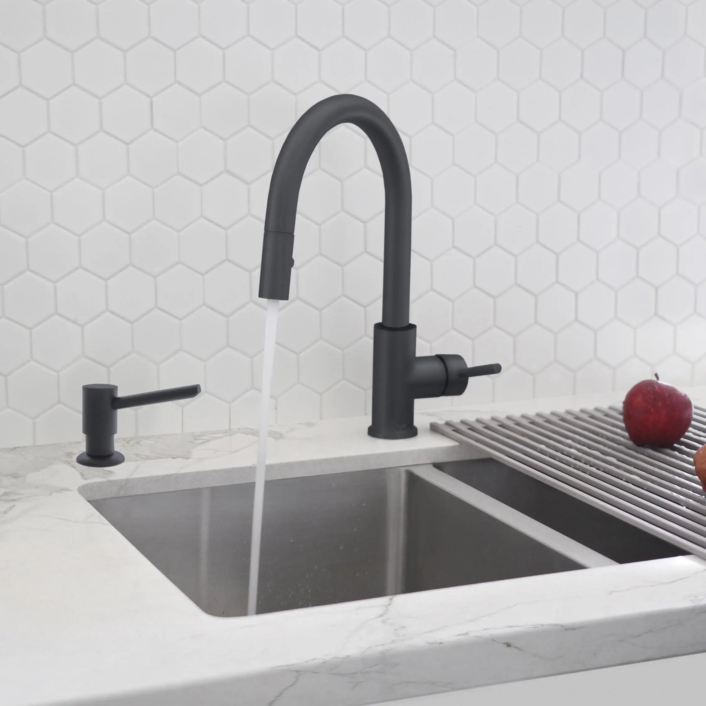 Pull Down Kitchen Faucet + Soap Dispenser - Matte Black Finish by Stylish® K131NS01N - Plumbing Market