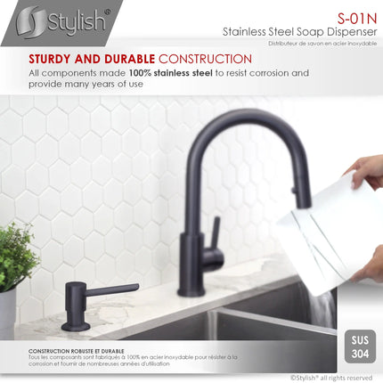 Pull Down Kitchen Faucet + Soap Dispenser - Matte Black Finish by Stylish® K131NS01N - Plumbing Market