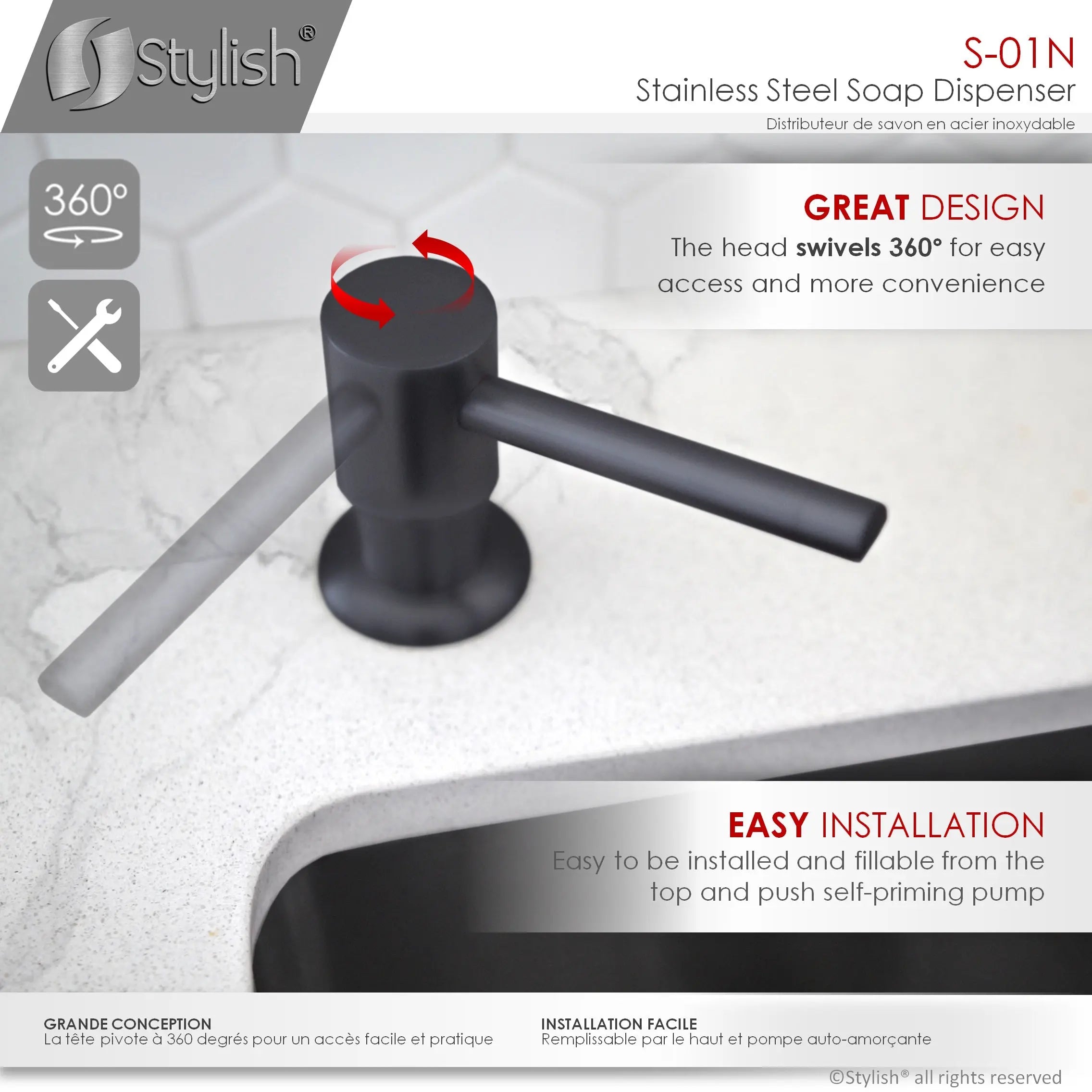 Pull Down Kitchen Faucet + Soap Dispenser - Matte Black Finish by Stylish® K131NS01N - Plumbing Market