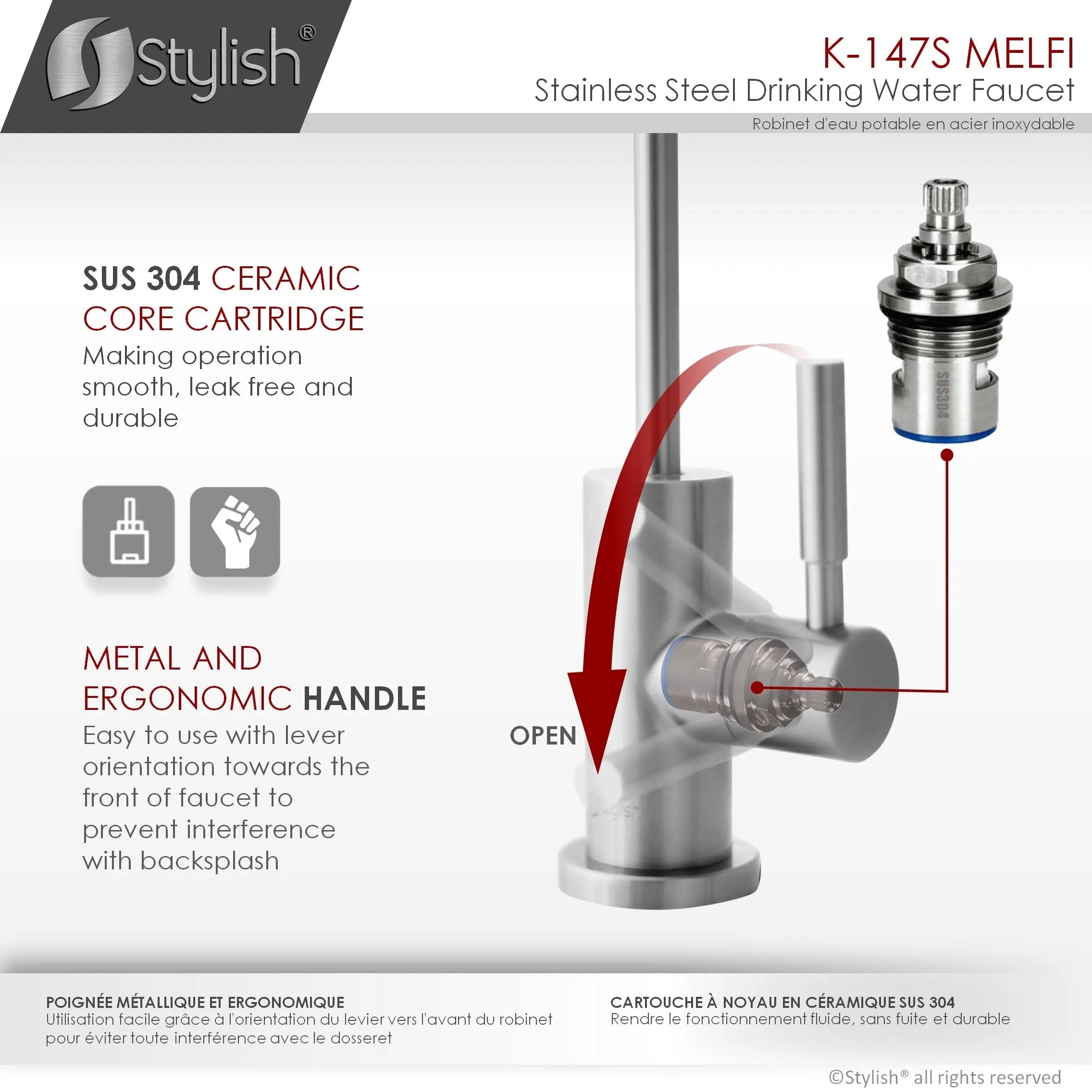 Pull Down Kitchen Faucet + Water Tap - Brushed Stainless Steel Finish by Stylish® K130SK147S - Plumbing Market