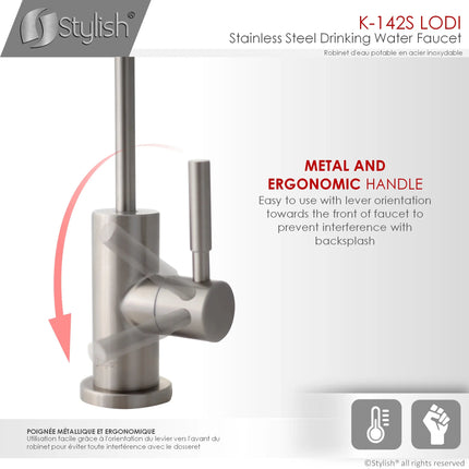 Pull Down Kitchen Faucet + Water Tap - Brushed Stainless Steel Finish by Stylish® K131SK142S - Plumbing Market