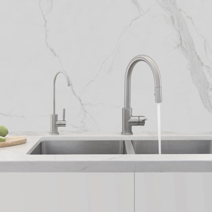 Pull Down Kitchen Faucet + Water Tap - Brushed Stainless Steel Finish by Stylish® K131SK142S - Plumbing Market