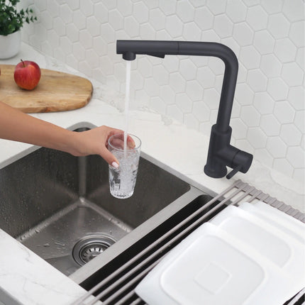 Pull Down Kitchen Faucet + Water Tap - Matte Black Finish by Stylish® K130NK147N - Plumbing Market