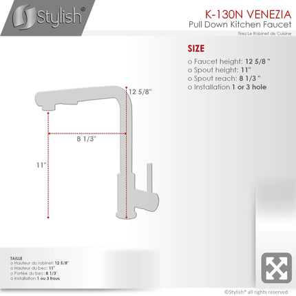 Pull Down Kitchen Faucet + Water Tap - Matte Black Finish by Stylish® K130NK147N - Plumbing Market