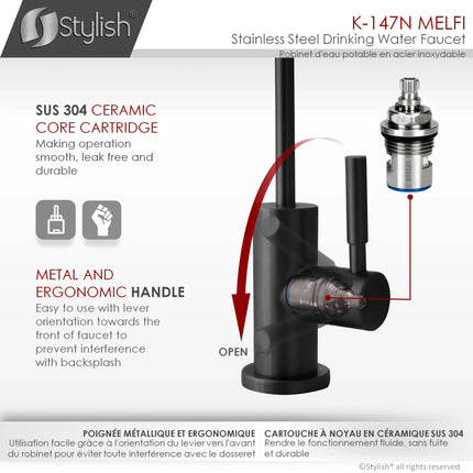 Pull Down Kitchen Faucet + Water Tap - Matte Black Finish by Stylish® K130NK147N - Plumbing Market