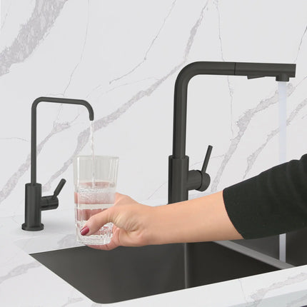 Pull Down Kitchen Faucet + Water Tap - Matte Black Finish by Stylish® K130NK147N - Plumbing Market