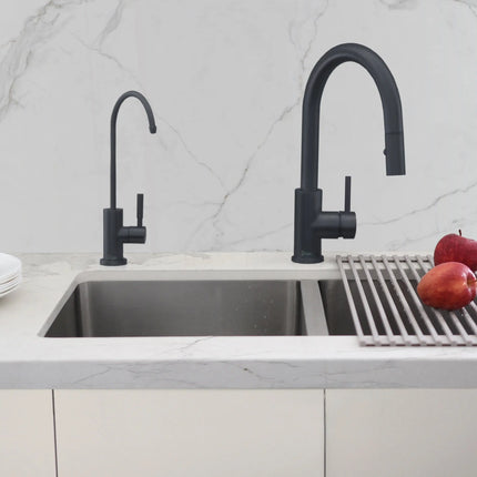 Pull Down Kitchen Faucet + Water Tap - Matte Black Finish by Stylish® K131NK142N - Plumbing Market