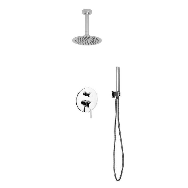 Kube Bath Aqua Rondo Shower Set w/ 8" Ceiling Mount Square Rain Shower and Handheld - Chrome (RCR8HH2V)