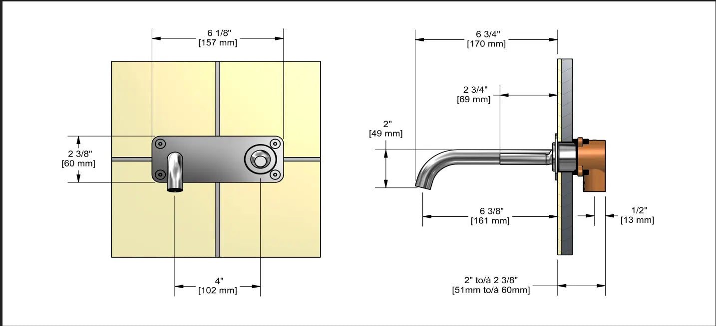 RIobel Riu Wall Mount Bathroom Faucet Brushed Gold - Plumbing Market