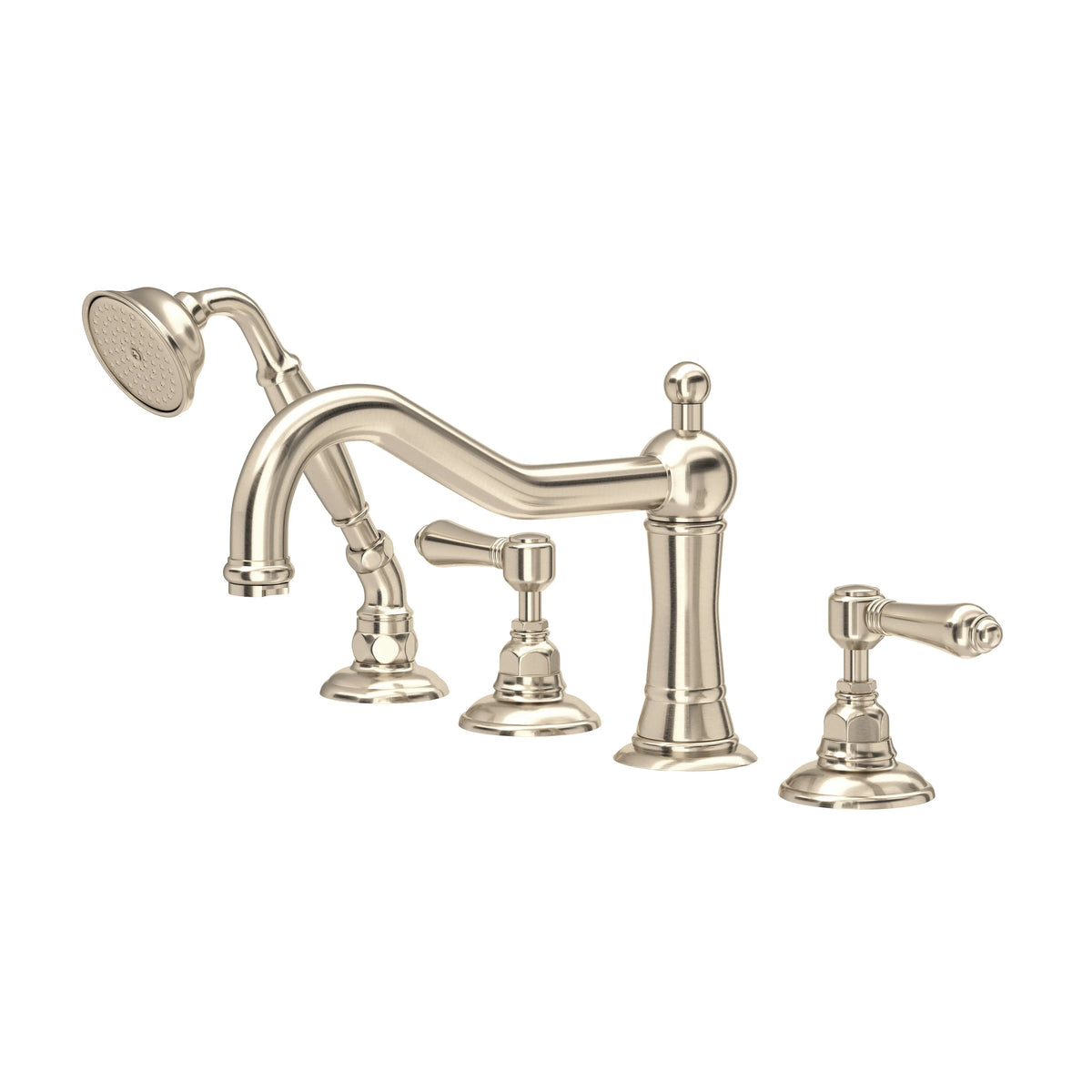 ROHL Acqui 4-Hole Deck Mount Tub Filler A1404LM - Satin Nickel