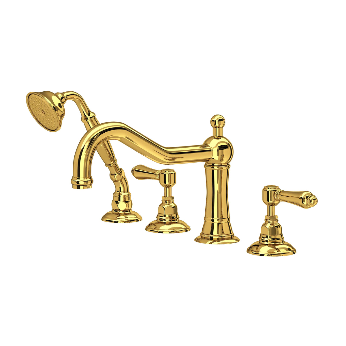 ROHL Acqui 4-Hole Deck Mount Tub Filler A1404LM - Unlacquered Brass