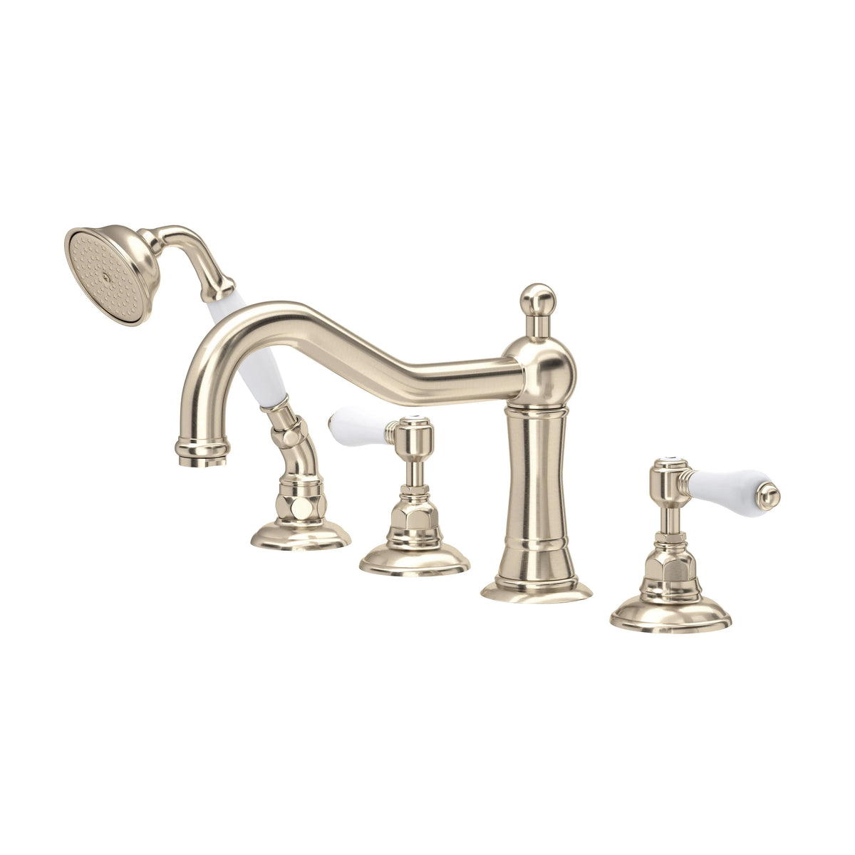ROHL Acqui 4-Hole Deck Mount Tub Filler A1404LP - Satin Nickel