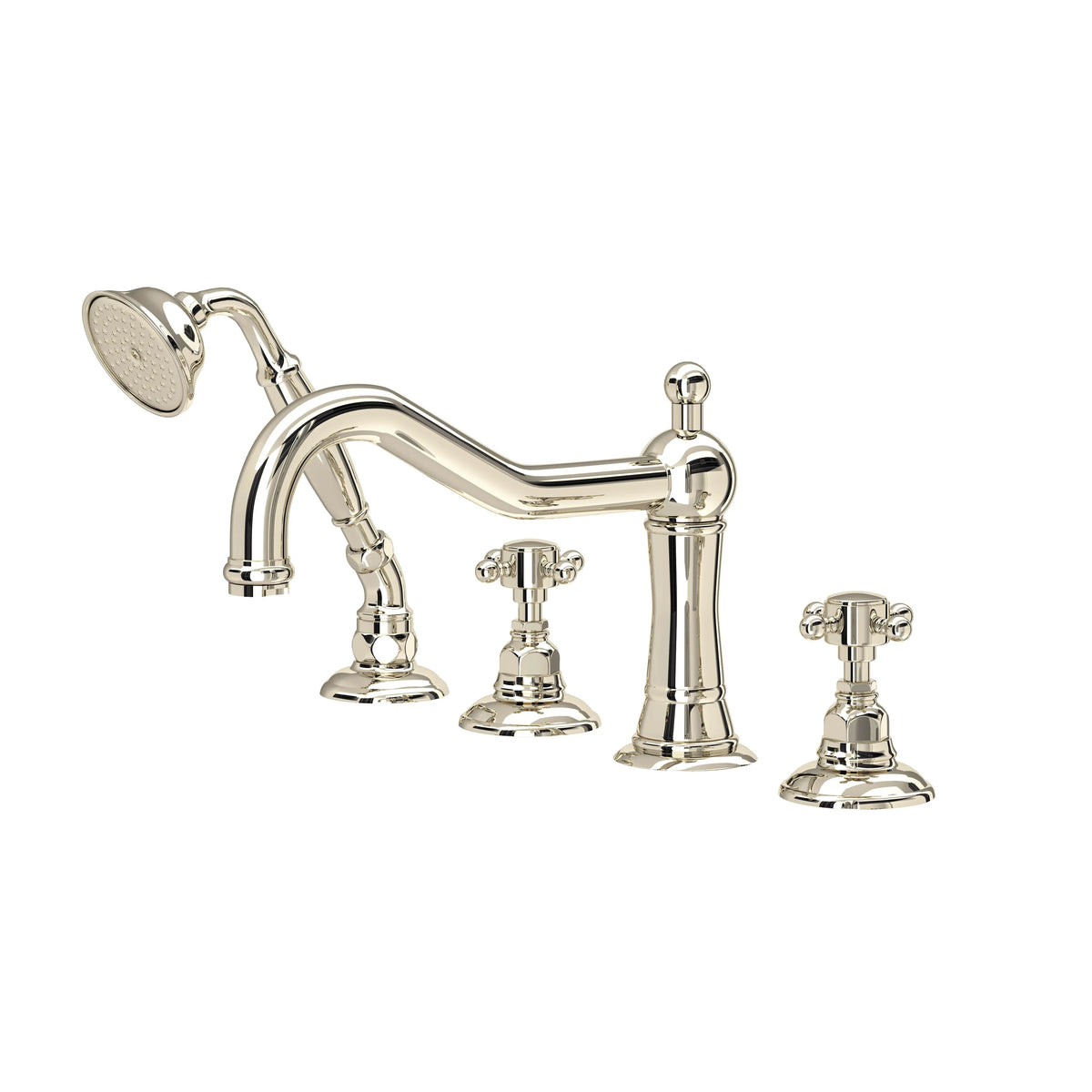 ROHL Acqui 4-Hole Deck Mount Tub Filler A1404XM - Polished Nickel