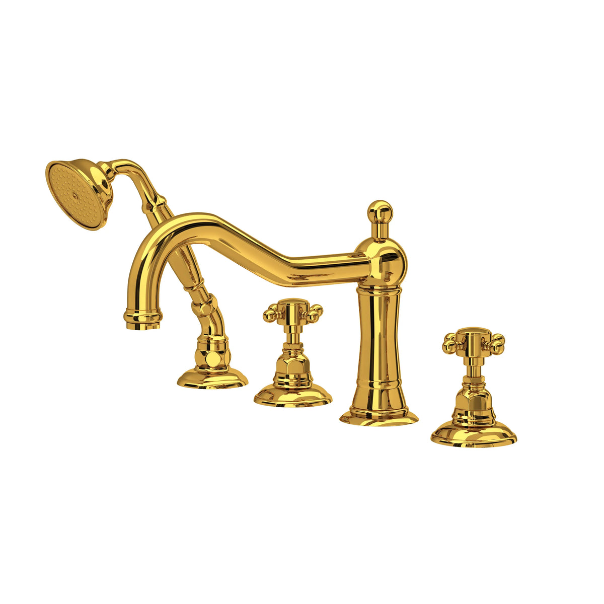 ROHL Acqui 4-Hole Deck Mount Tub Filler A1404XM - Unlacquered Brass