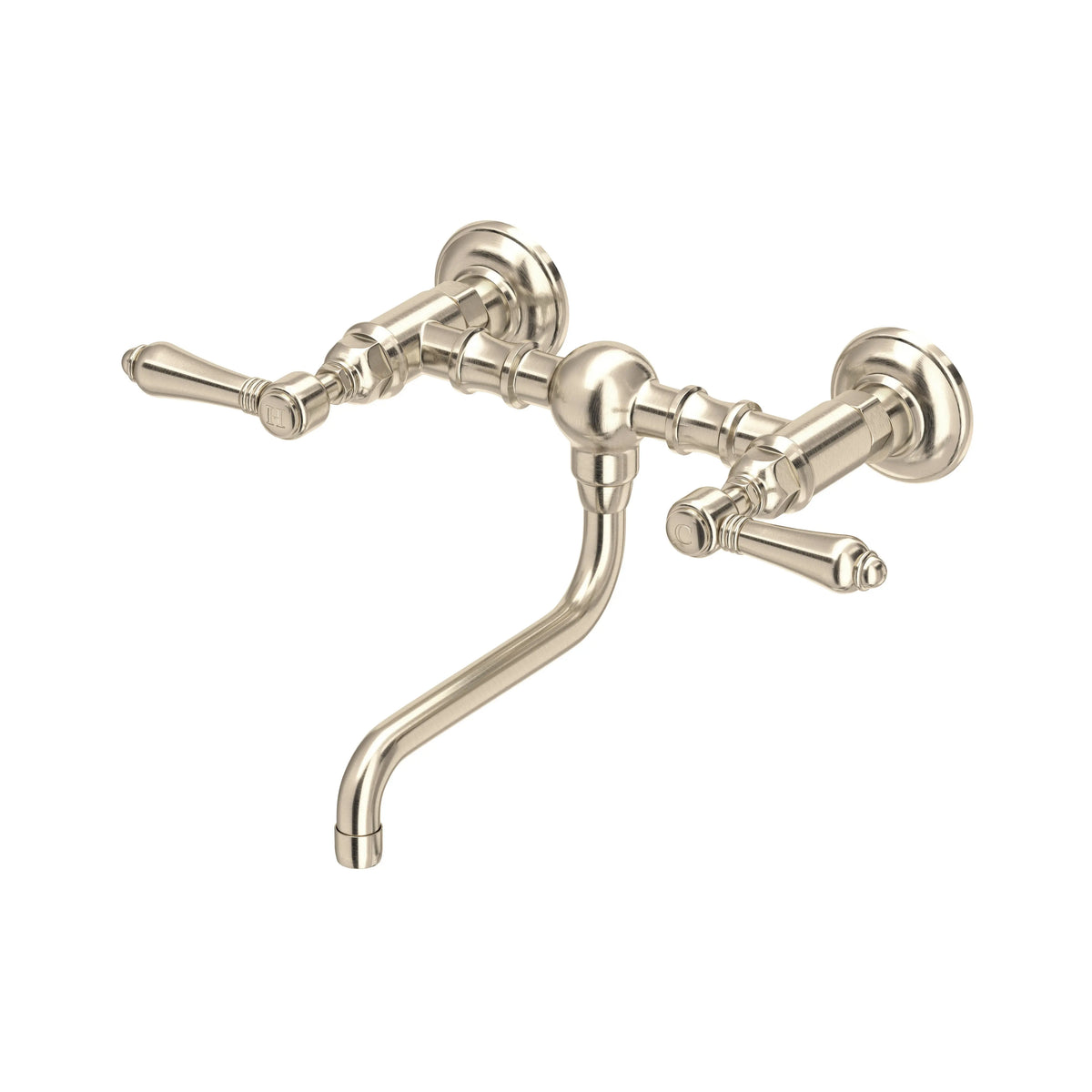 ROHL Acqui Wall Mount Bridge Lavatory Faucet A1405/44LM - Satin Nickel