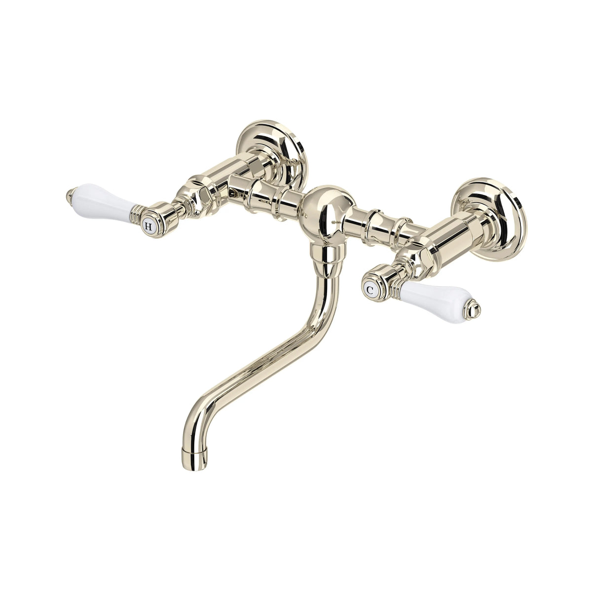 ROHL Acqui Wall Mount Bridge Lavatory Faucet A1405/44LP - Polished Nickel