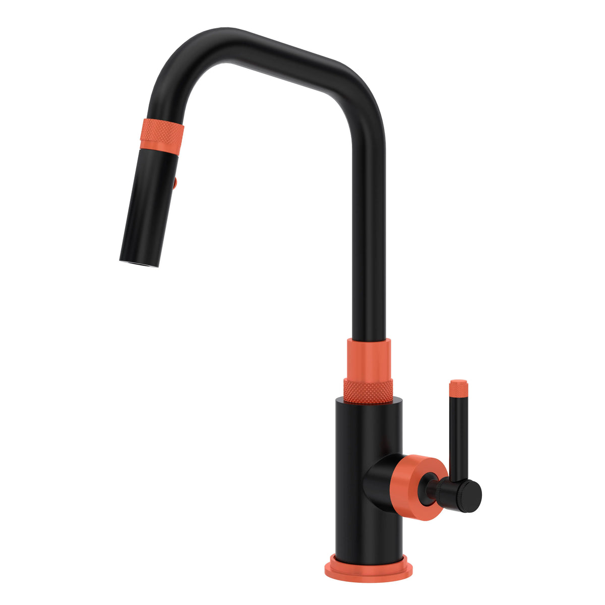 ROHL Campo Pull-Down Kitchen Faucet A3431 - Matte Black/Orange