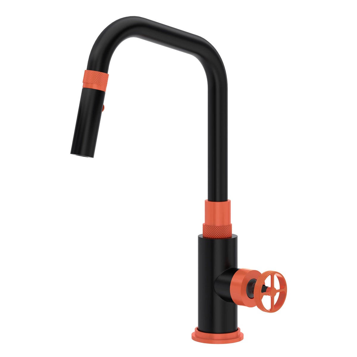 ROHL Campo Pull-Down Kitchen Faucet CP56D1 - Matte Black/Orange