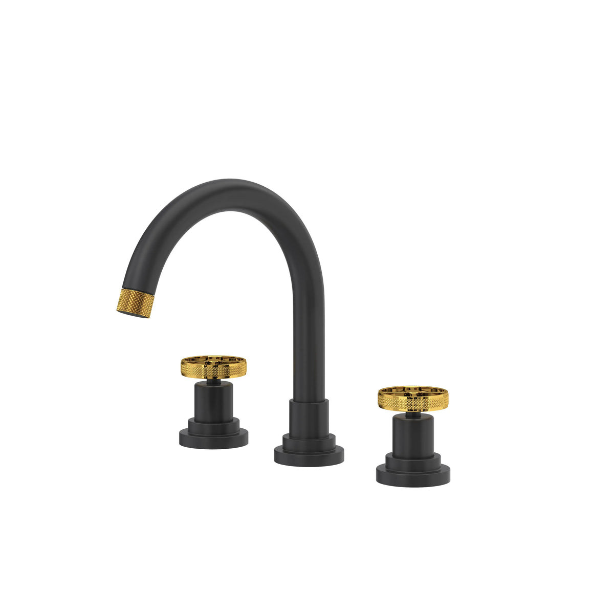 ROHL Campo Widespread Lavatory Faucet With C-Spout CP08D3IWMBU - Matte Black/Unlacquered Brass
