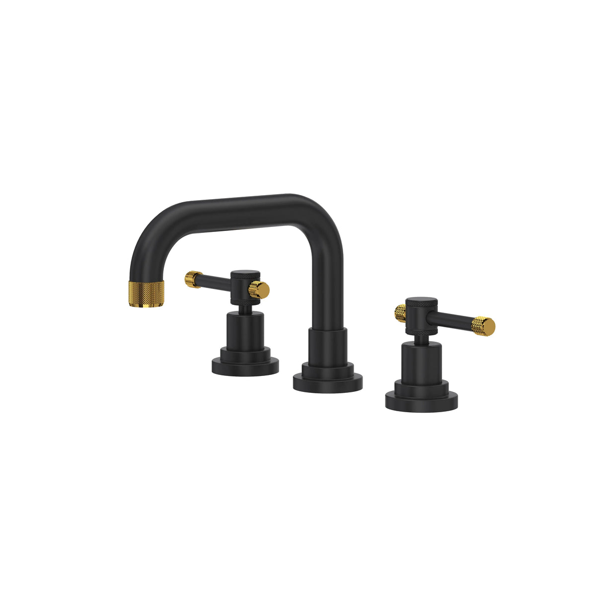 ROHL Campo Widespread Lavatory Faucet With U-Spout A3318ILMBU-2 - Matte Black/Unlacquered Brass