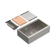ROHL Culinario 33" Stainless Steel Apron Front Chef/Workstation Sink With Accessories RUWAF3320WS - Stainless Steel