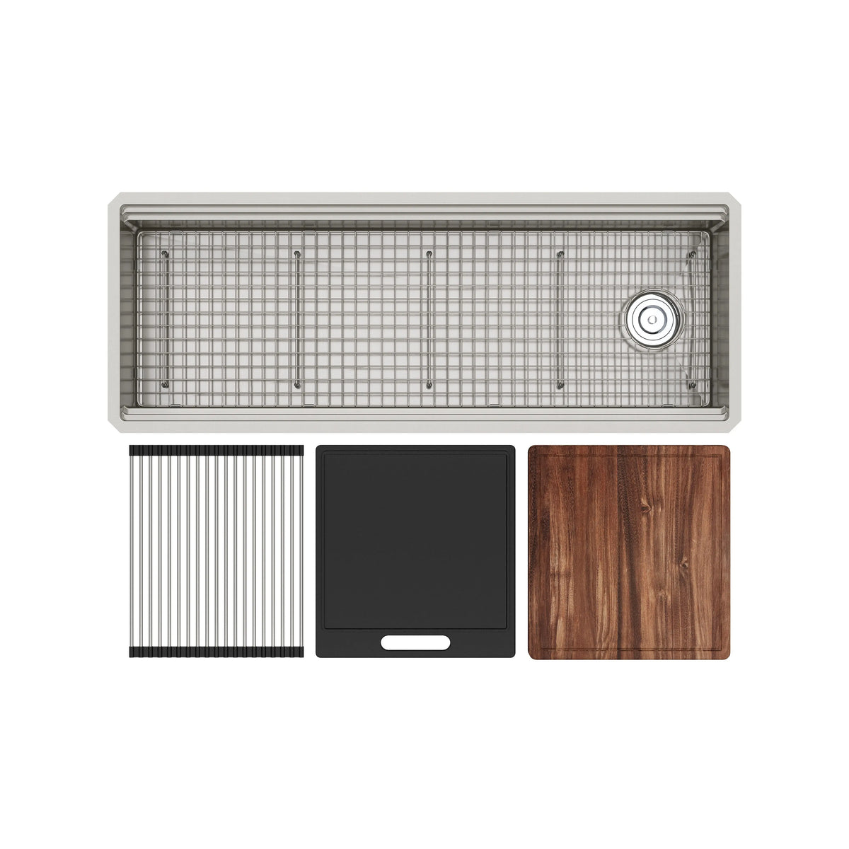 ROHL Culinario 50" Stainless Steel Chef/Workstation Sink With Accessories RUWUM5019WS - Stainless Steel