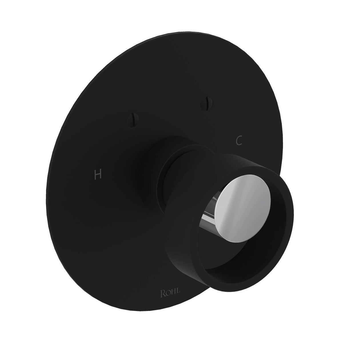 ROHL Eclissi 3/4" Thermostatic Trim Without Volume Control EC13W1 - Matte Black/Polished Chrome