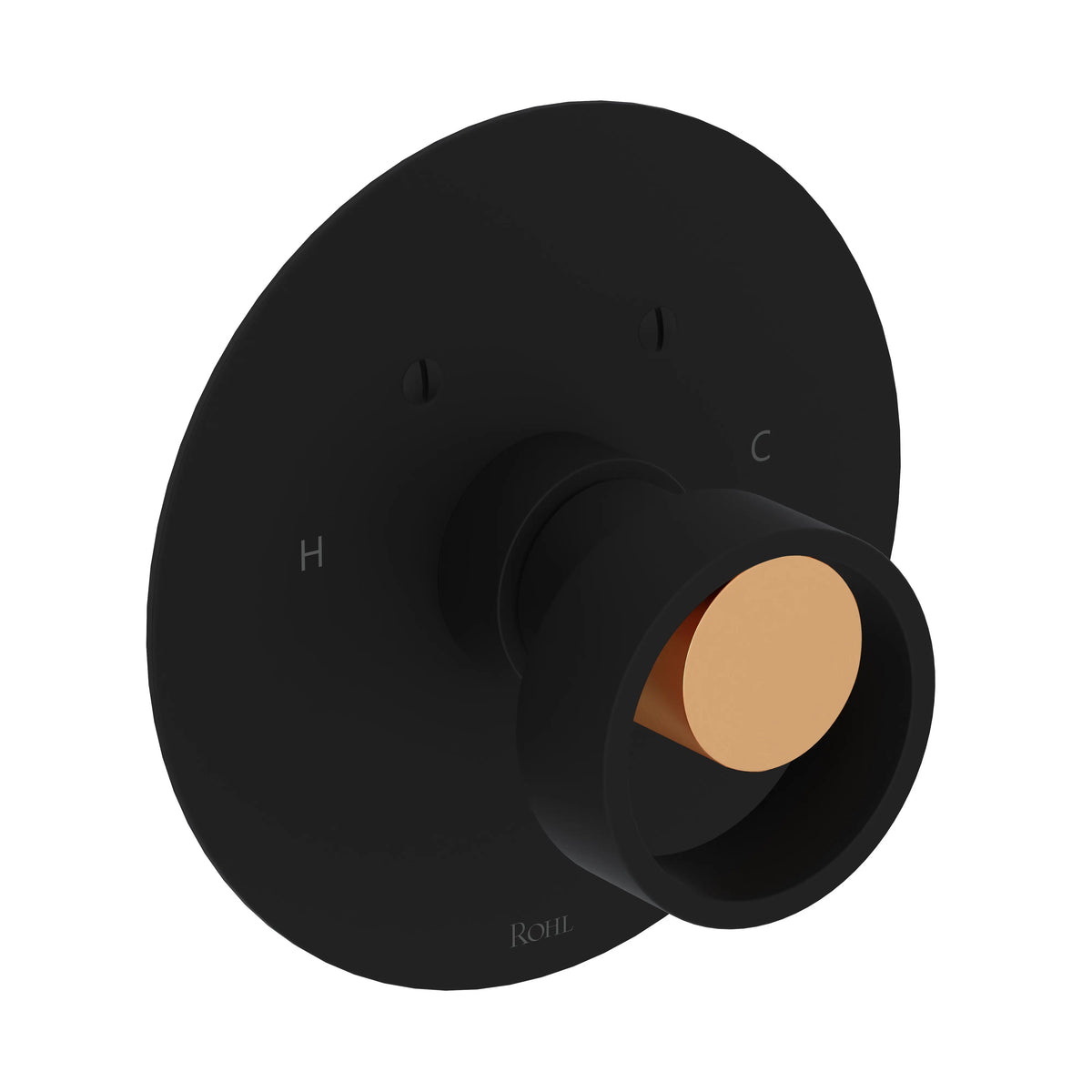 ROHL Eclissi 3/4" Thermostatic Trim Without Volume Control EC13W1 - Matte Black/Satin Gold
