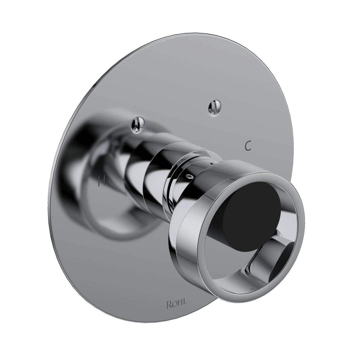 ROHL Eclissi 3/4" Thermostatic Trim Without Volume Control EC13W1 - Polished Chrome/Matte Black
