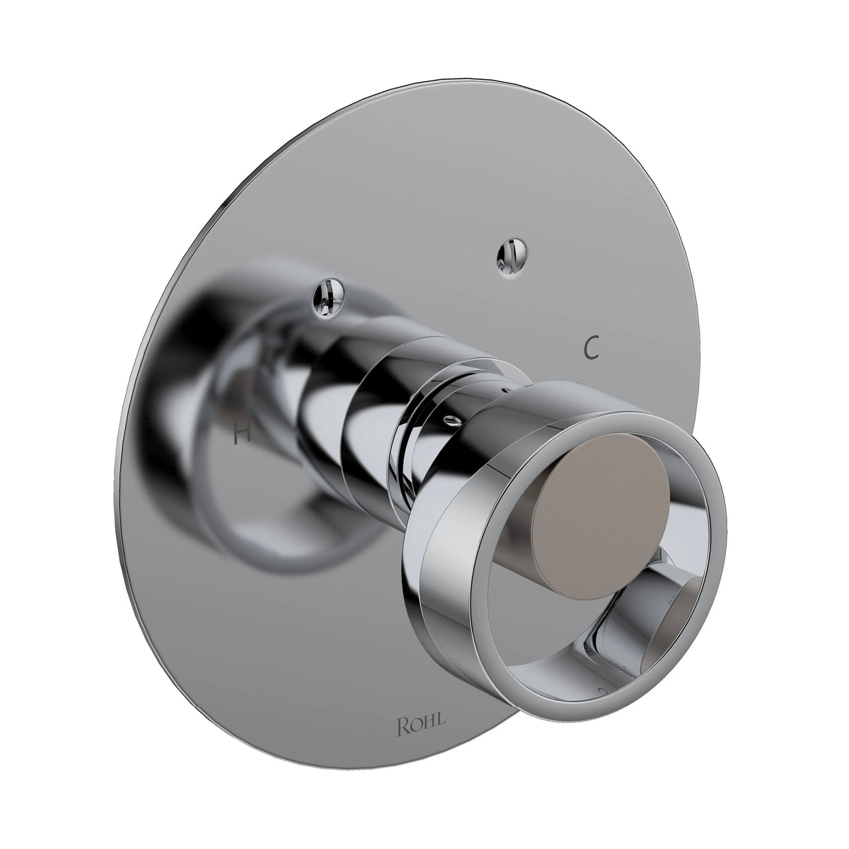 ROHL Eclissi 3/4" Thermostatic Trim Without Volume Control EC13W1 - Polished Chrome/Satin Nickel