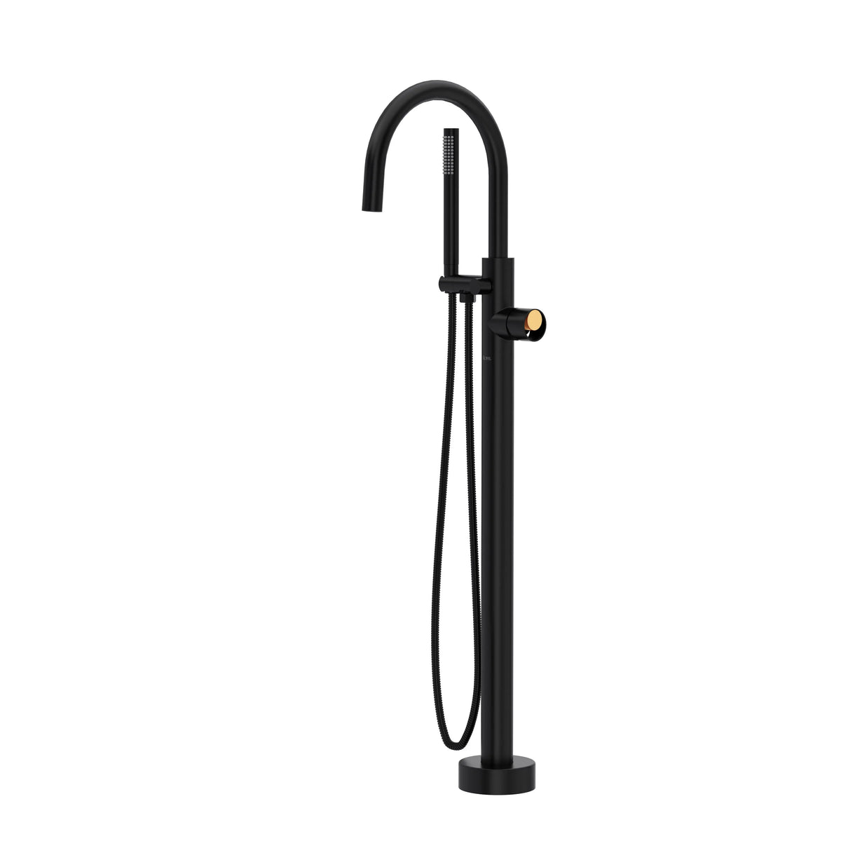 ROHL Eclissi Single Hole Floor Mount Tub Filler Trim With C-Spout TEC06HF1 - Matte Black/Satin Gold