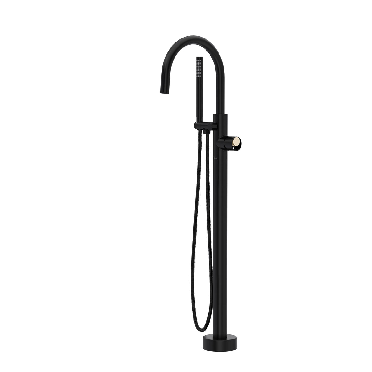 ROHL Eclissi Single Hole Floor Mount Tub Filler Trim With C-Spout TEC06HF1 - Matte Black/Satin Nickel
