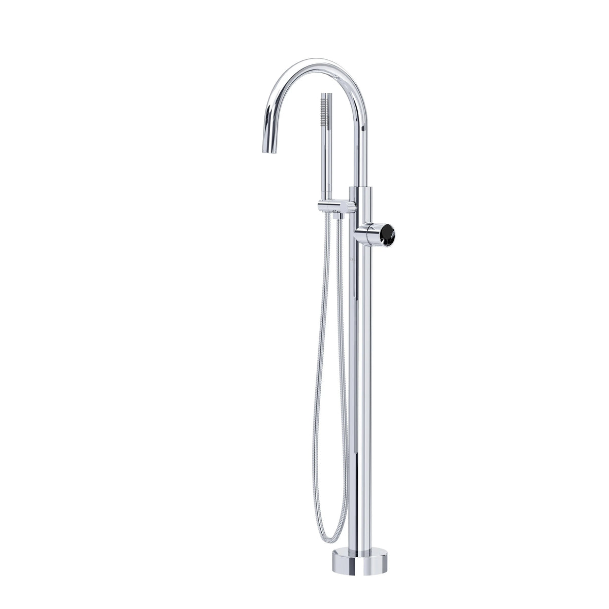 ROHL Eclissi Single Hole Floor Mount Tub Filler Trim With C-Spout TEC06HF1 - Polished Chrome/Matte Black