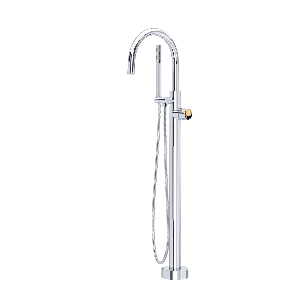 ROHL Eclissi Single Hole Floor Mount Tub Filler Trim With C-Spout TEC06HF1 - Polished Chrome/Satin Gold