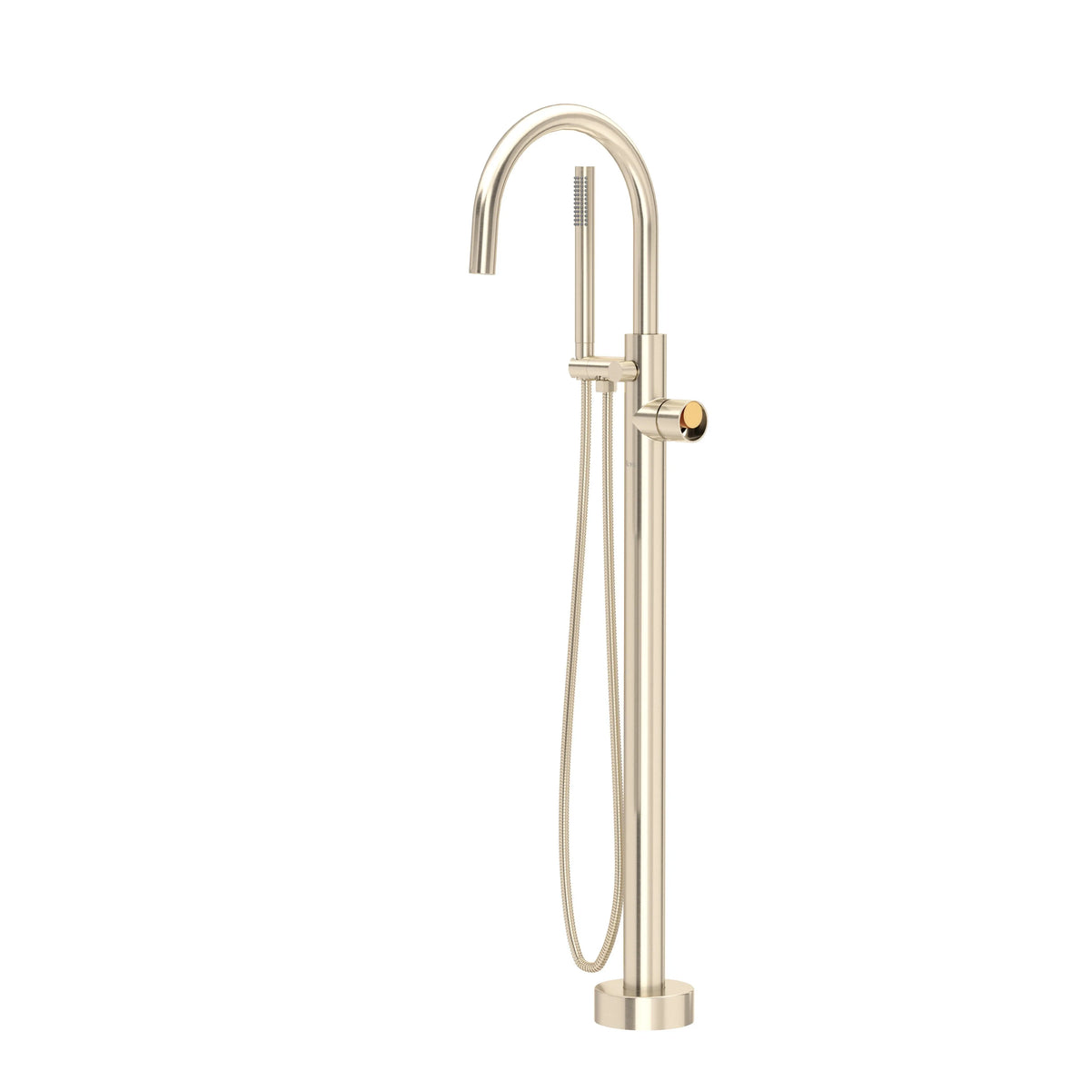 ROHL Eclissi Single Hole Floor Mount Tub Filler Trim With C-Spout TEC06HF1 - Satin Nickel/Satin Gold